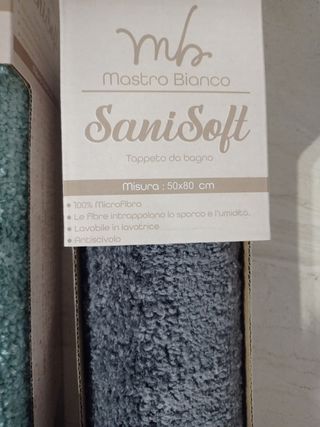 2 Tappeti Bagno SaniSoft Microfibra Blu/Grigio