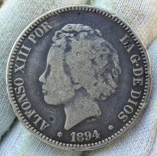 Moneda PLATA 5 Pesetas 1894. ALFONSO XIII