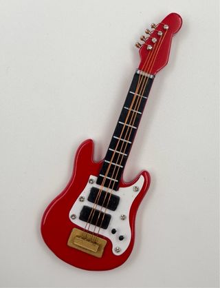 Miniatura Bajo Eléctrico Rojo Retro