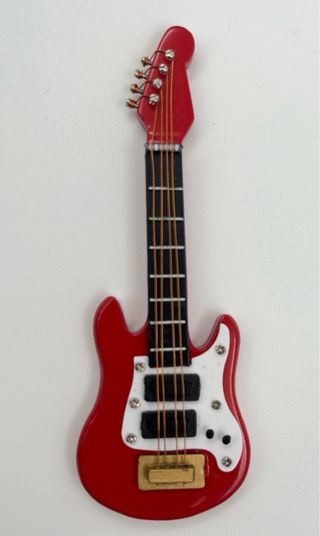 Miniatura Bajo Eléctrico Rojo Retro