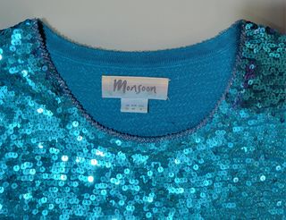 Monsoon Top Fiesta Lentejuelas Turquesa