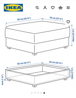 Puf KIVIK con almacenaje Ikea gris