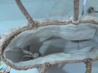 Bolso Cesta Artesanal Beige y Blanco