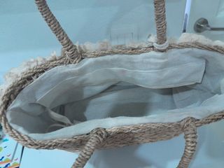 Bolso Cesta Artesanal Beige y Blanco