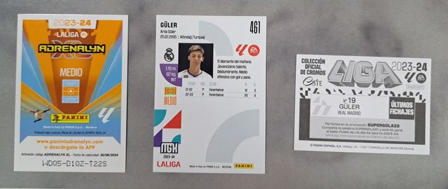 3 CROMOS-CARDS ARDA GÜLER - R. MADRID FC (ROOKIE)