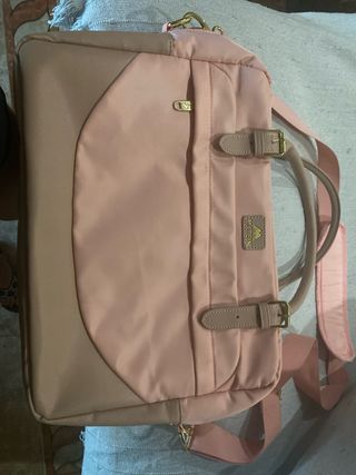 Maletín para portátil rosa y marrón