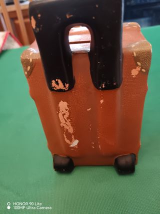 Salvadanaio valigetta marrone ceramica