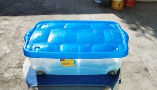 Contenitore porta tutto blu e trasparente