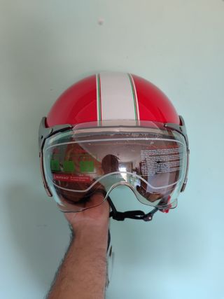 Casco Moto Retro Jet Talla M Rojo Unisex