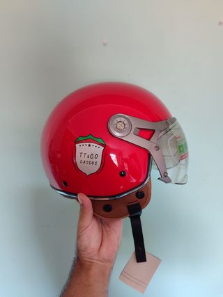 Casco Moto Retro Jet Talla M Rojo Unisex