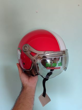 Casco Moto Retro Jet Talla M Rojo Unisex