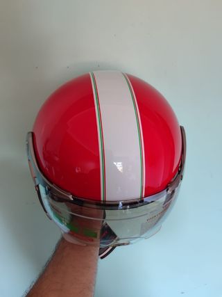 Casco Moto Retro Jet Talla M Rojo Unisex