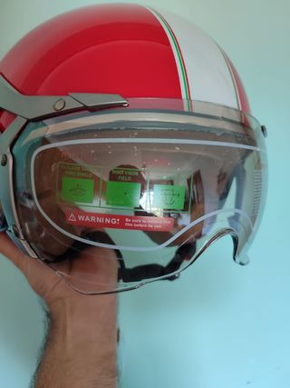 Casco Moto Retro Jet Talla M Rojo Unisex