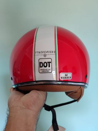 Casco Moto Retro Jet Talla M Rojo Unisex