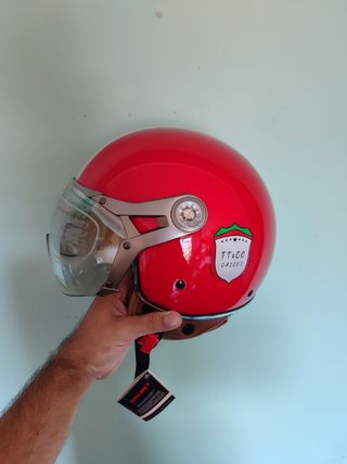 Casco Moto Retro Jet Talla M Rojo Unisex