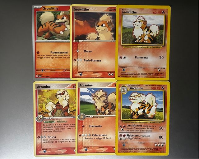 Carte Pokemon Growlithe e Arcanine