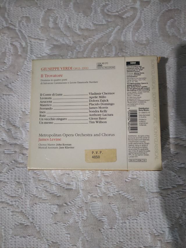CD Verdi Il Trovatore Sony Classical