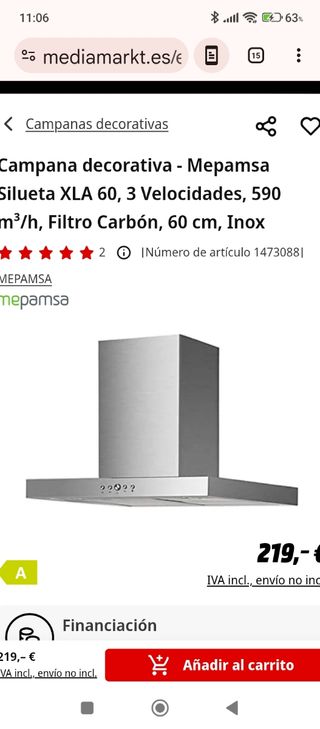 Campana extractora Mepamsa Acero Inoxidable