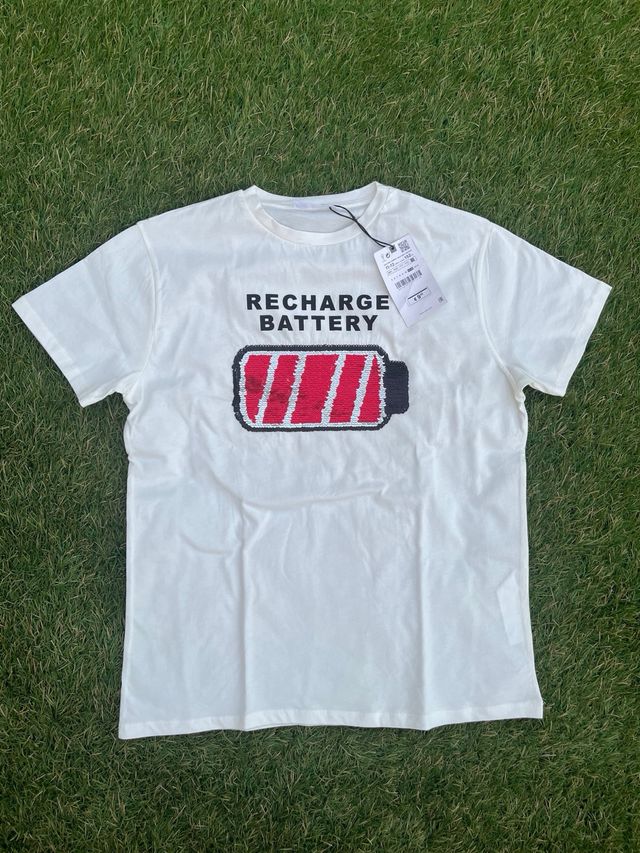 Camiseta niño lentejuelas Recharge Battery