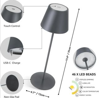 2x LAMPADA da tavolo LED ricaricabile a batteria