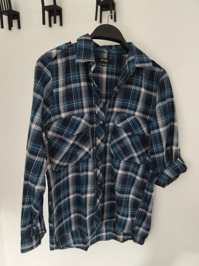 Camisa Formula Joven cuadros azul talla L