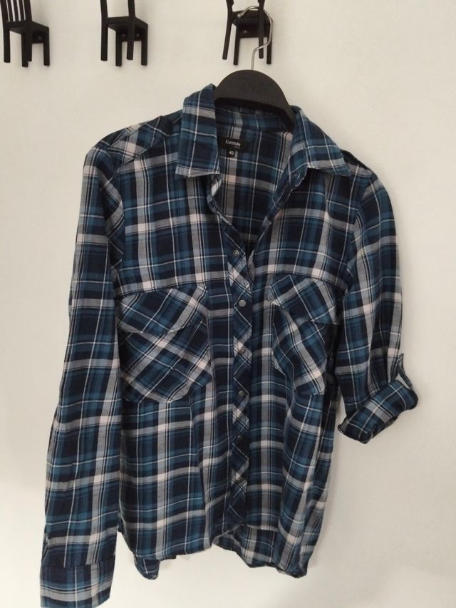 Camisa Formula Joven cuadros azul talla L