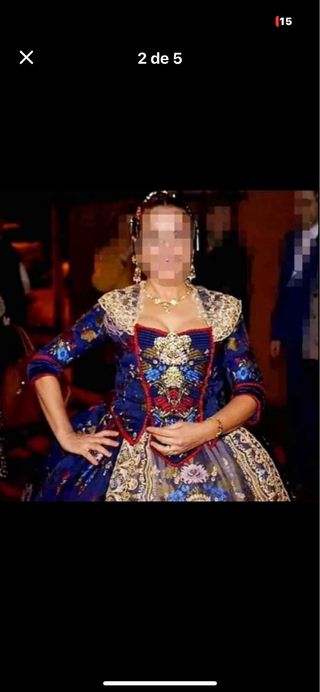 Traje de Fallera Azul  con 2 cuerpos,  sin  mantel