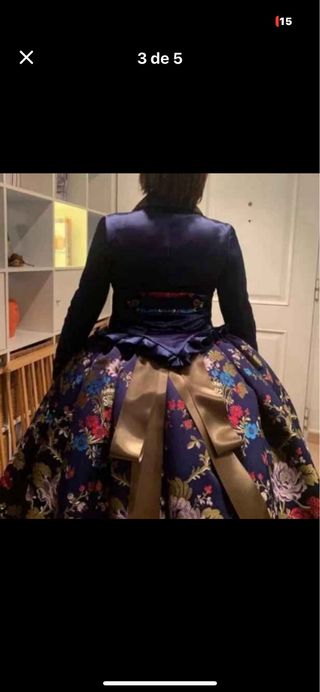 Traje de Fallera Azul  con 2 cuerpos,  sin  mantel