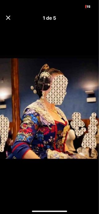 Traje de Fallera Azul  con 2 cuerpos,  sin  mantel