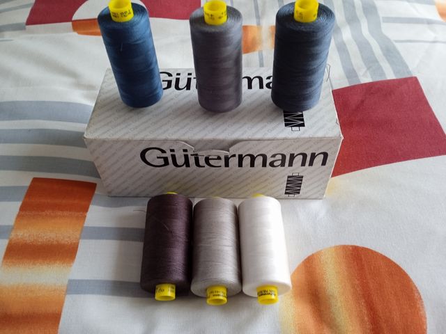 Lote 6 Hilos Gütermann 1000m ,varios colores.