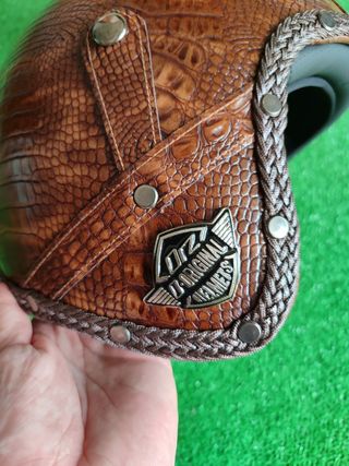 Casco Jet Retro Marrón Cuero Talla L Unisex