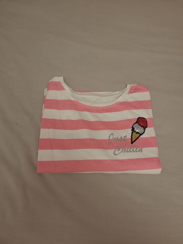Camiseta Rayas Rosas Talla 13-14 Años