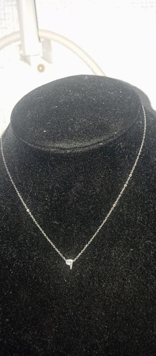 Cadena fina plata ley letra P 40cm