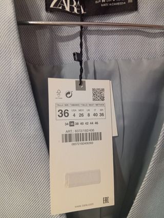 Chaqueta Zara Azul Gris Talla S