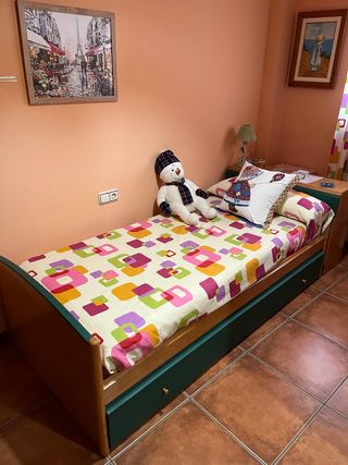 Dormitorio juvenil completo de madera nogal