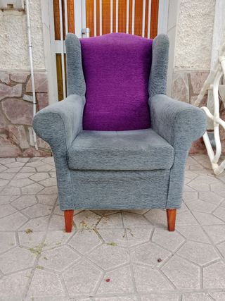 2 Sillones de tela gris y morado
