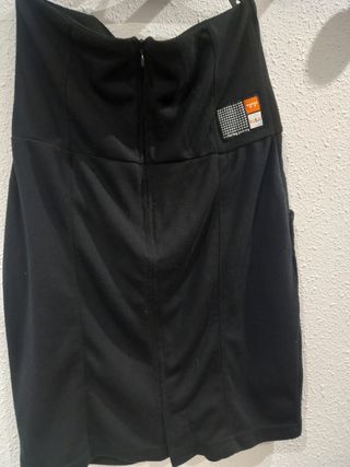 Falda negra vintage floral talla S