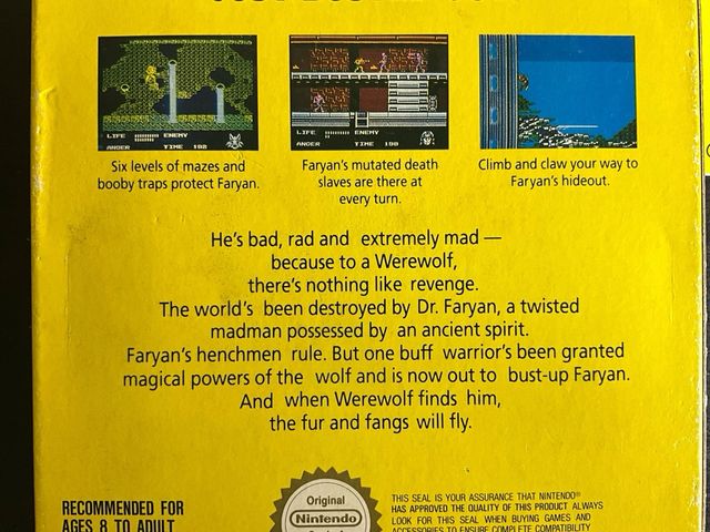 Lupo mannaro: L'ultimo guerriero Nintendo NES