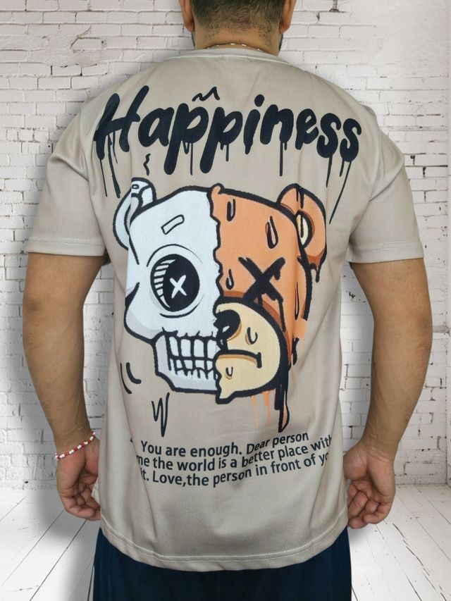 Camiseta gráfica Oso Calavera Beige