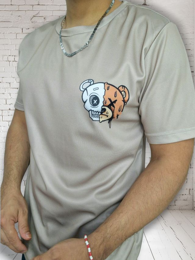 Camiseta gráfica Oso Calavera Beige