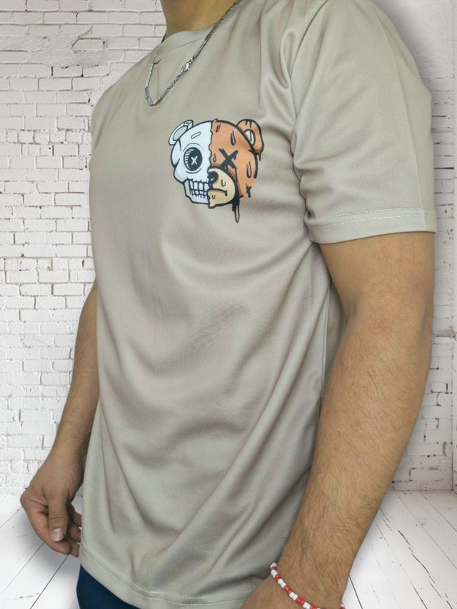 Camiseta gráfica Oso Calavera Beige