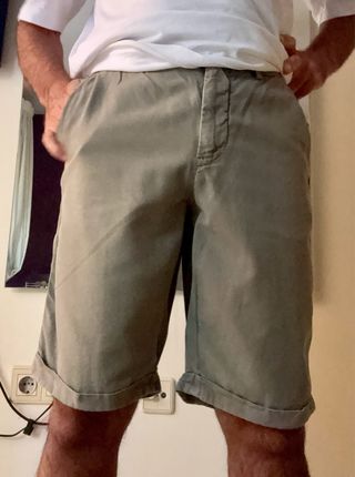 Massimo Dutti Bermudas Lino Caqui Hombre