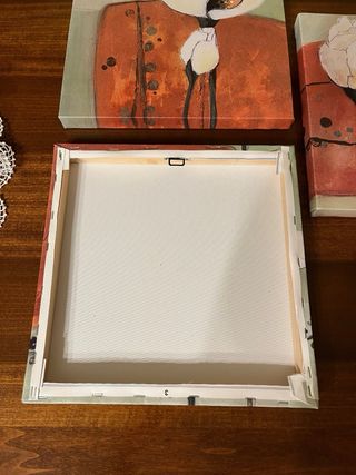 Set 3 Quadri eleganti con Fiori verde e marrone