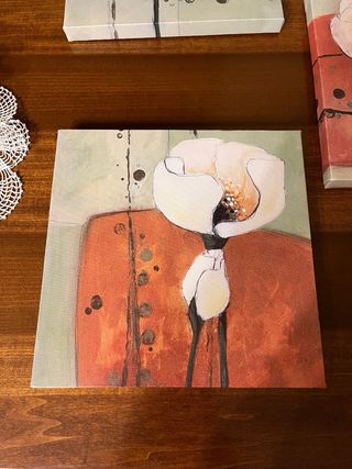 Set 3 Quadri eleganti con Fiori verde e marrone