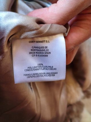Chaquetón de conejo beige y crema