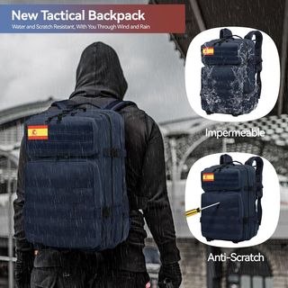 Mochila Táctica 50L Azul Marino + 2 Parches