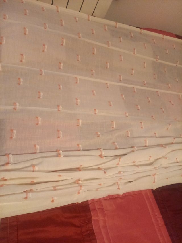 Estor/Cortina Blanca con Detalles Rosas