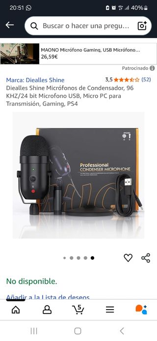 Micrófono Profesional Negro