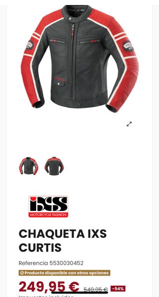 Chaqueta cuero para moto, IXS Talla 50