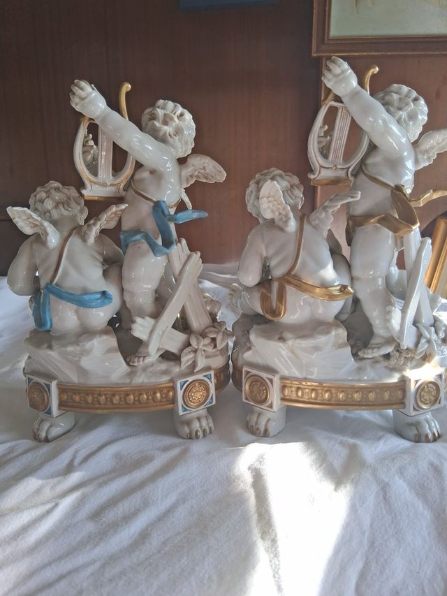 Ángeles músicos en porcelana esmaltada de Algora